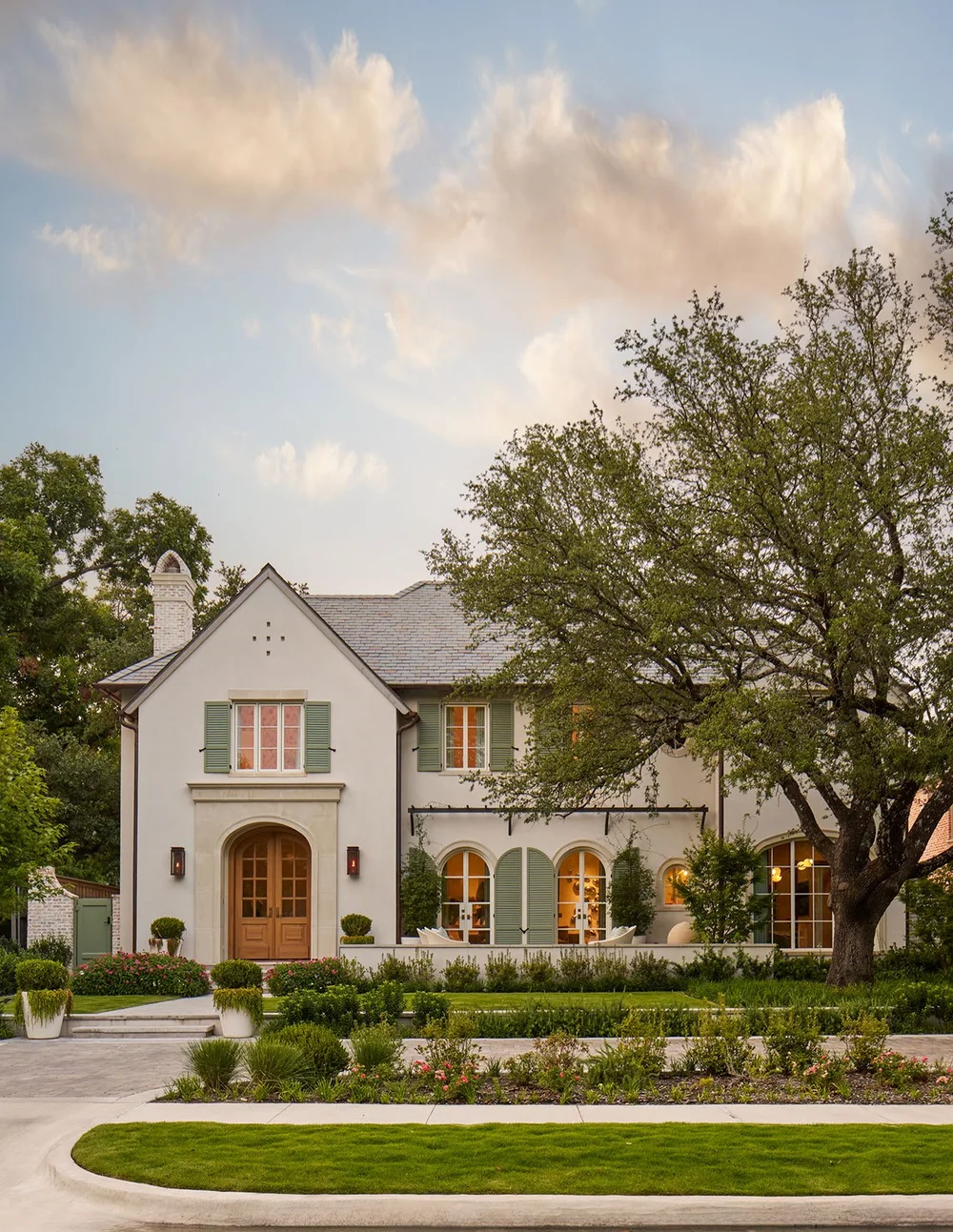 Mary Beth Wagner Interior Design - Nathan Schroder Photography - exterior house white paint with green shutters