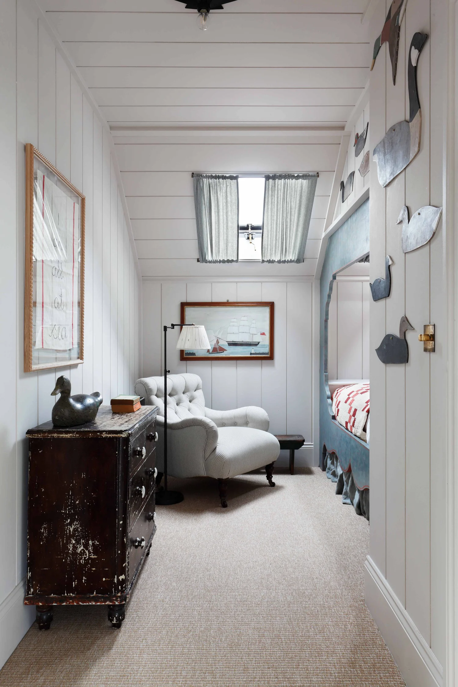 Ham Interiors - Alexander James Photography - charming fisherman's cottage withshiplap walls and built-in bed