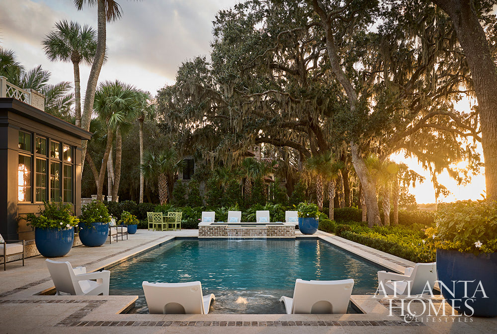 Heather Dewberry, one of our favorite designers,  Architect Josh Youngner,  Builder Matthew McHale, Ramsey McHale, and Landscape Architect Sea Island Landscape, and Stylist Jimmie Henslee in this months Atlanta Home & Lifestyle, make designing a coastal oasis look effortless. Love the pool area