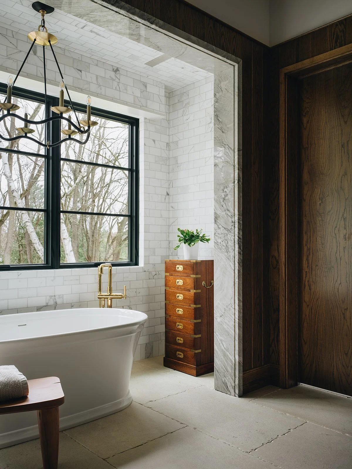 Relax, brew an extra cup of coffee and take a peek at this Jean Stoffer designed bathroom, beautifully photographed by Stoffer Photography Interiors, that is so unforgettably chic you’ll undoubtedly find yourself daydreaming about a few little changes for you own home.  beautiful marble bathroom with freestanding tub