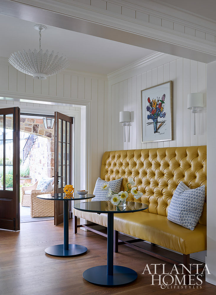 Source: Atlanta Homes & Lifestyles | Interior Design: Nancy Izlar Interiors | Architect: Caroline Rolader, REU Architects | Builder: Wright Marshall and Greg DeLoach, Revival Construction | Landscape Architect: Land Plus | Photographed by Emily Followill | Styled by Holly Bryan and Erin Haraway - tufted banqette in dining room