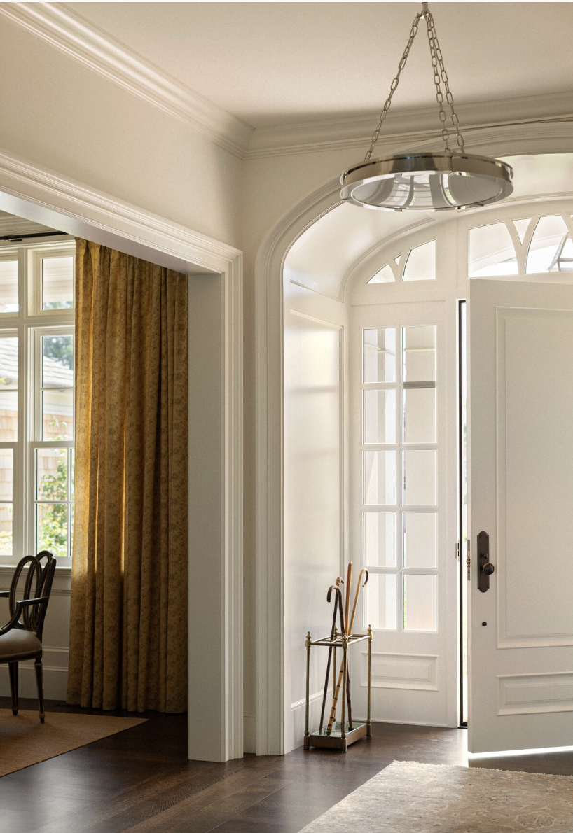 We hope you are having a great weekâand are in the mood for a timeless home tour, a one-of-a-kind place in Lake Washington, designed by the talented Marianne Simon Interior Design.beautifully photographed by Aimee Mazzenga, and styled by Cate Ragan Stylist. entryway with beautiful arched doorway and side panel windows