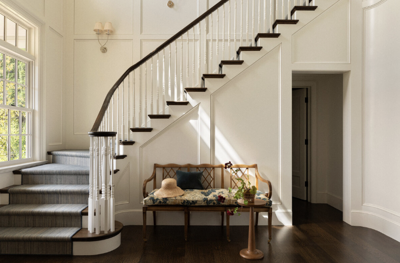 We hope you are having a great weekâand are in the mood for a timeless home tour, a one-of-a-kind place in Lake Washington, designed by the talented Marianne Simon Interior Design, beautifully photographed by Aimee Mazzenga, and styled by Cate Ragan Stylist. - entry with curved staircase
