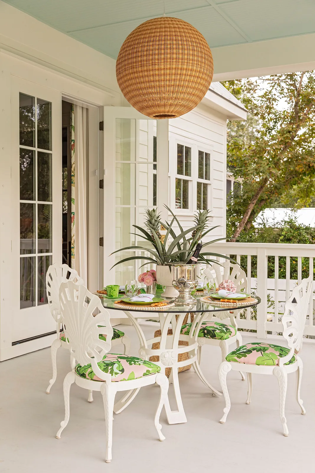 Grace Frederick Design Julia Lynn Photography - great dining table and chairs on the front porch
