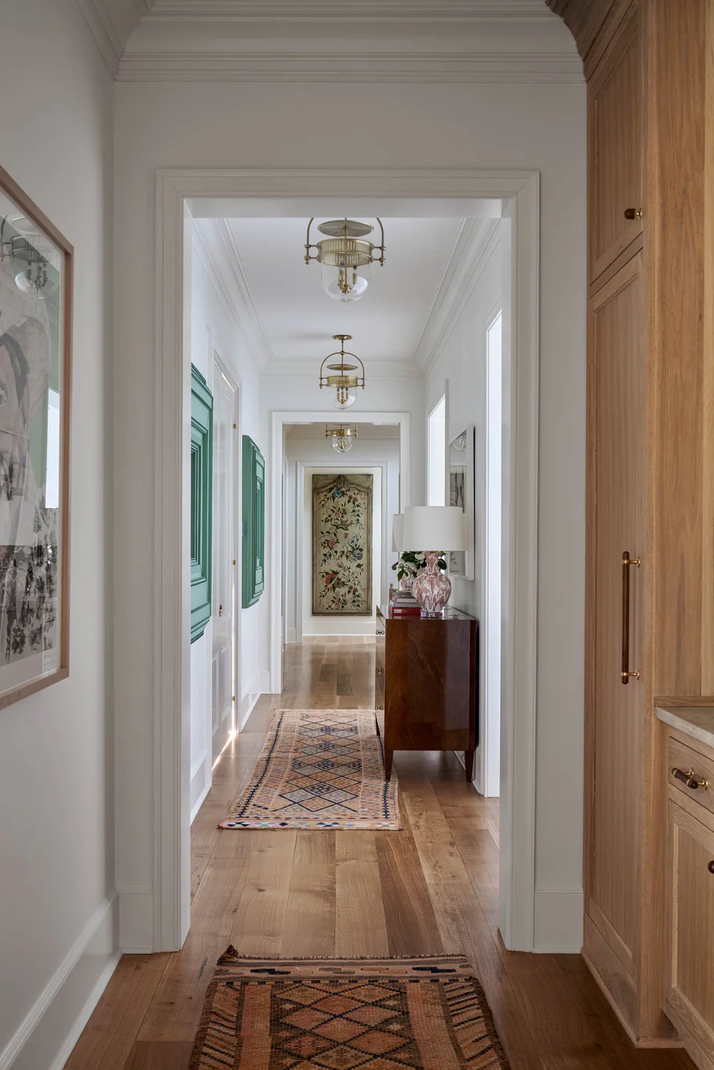 Mary Beth Wagner Interiors | Nathan Schroder Photography - love the oriental rugs in this beautiful hallway