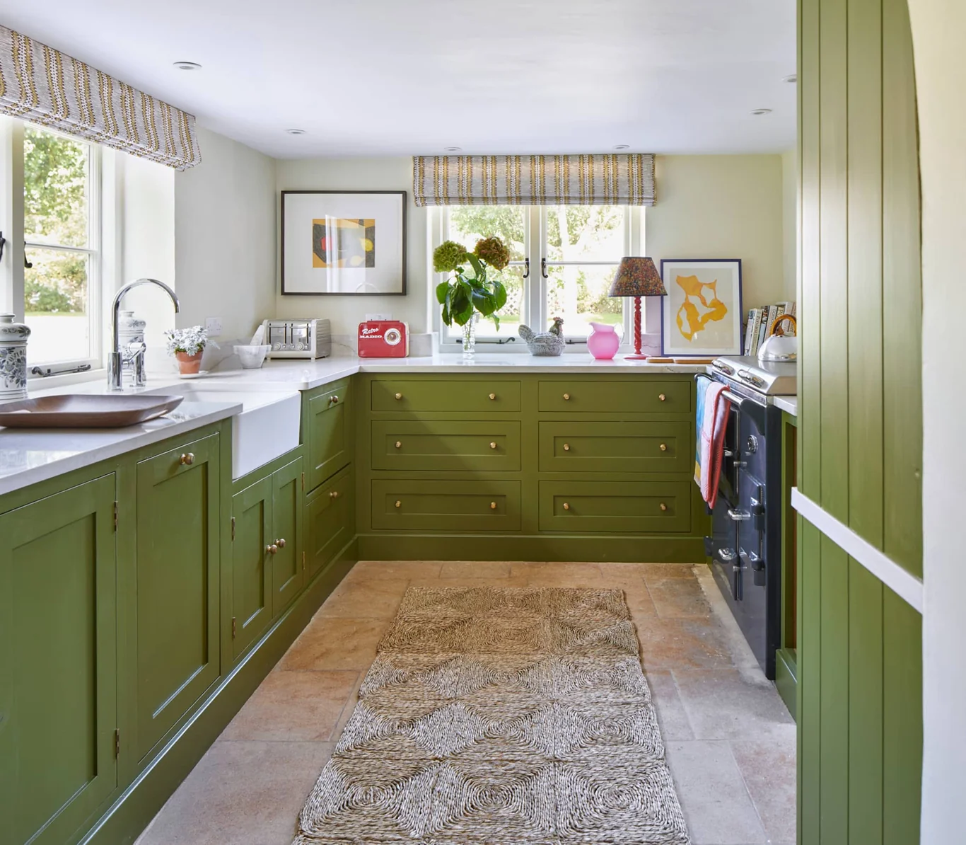 Cozy kitchen in green with cottage style